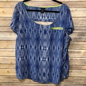 Torrid Blue Aztec Blouse